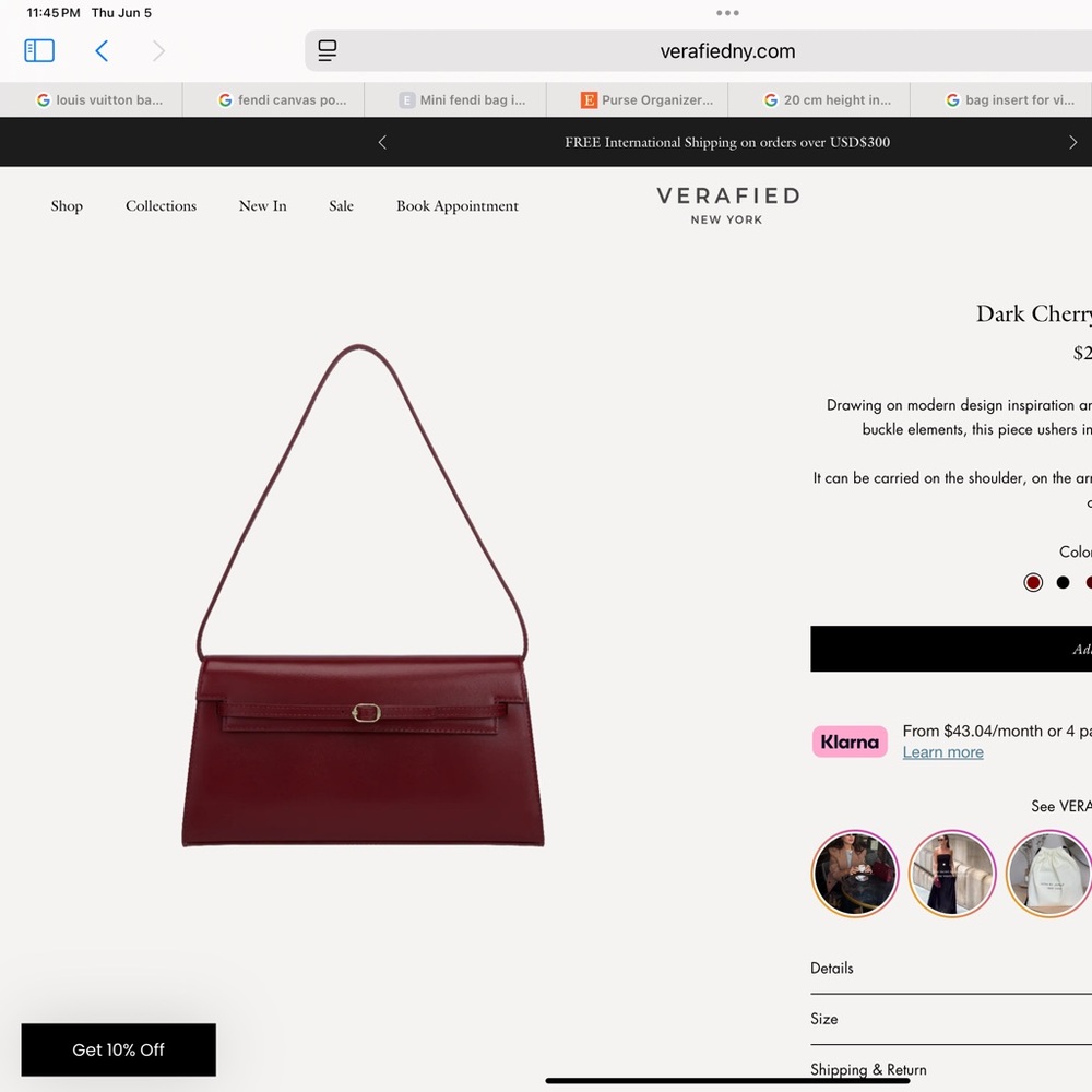 verafied new york shoulder bag. dark cherry. brand new with tags.
